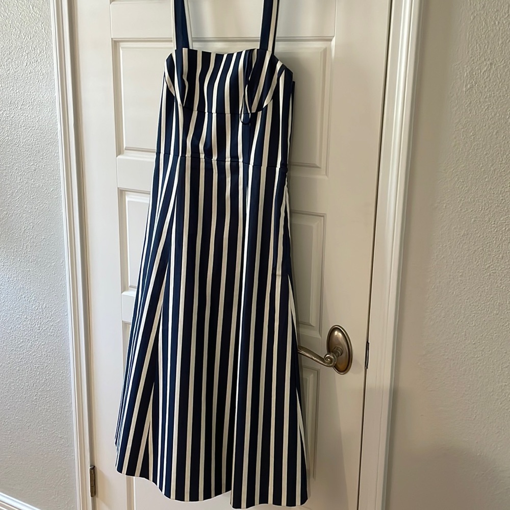 Gianni Bini Navy and White Striped Midi Dress